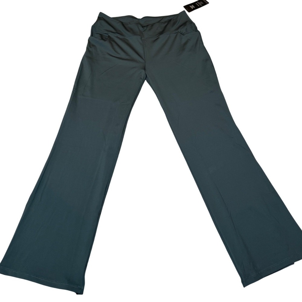 Yoga Fitness Womens XXL Green High Waisted Bootcut Flare Yoga Pants with Pockets
